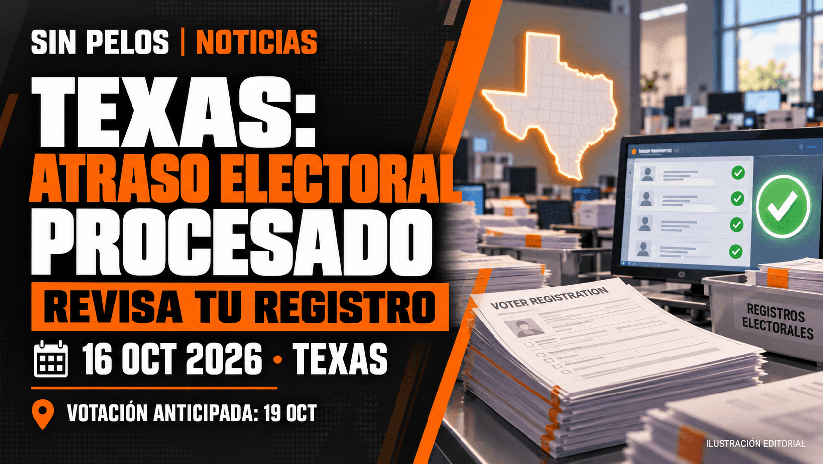 Texas despeja atraso de registros electorales antes del voto anticipado