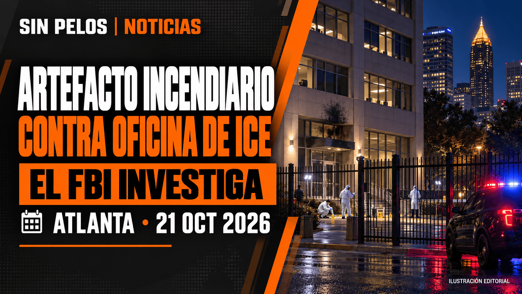 FBI investiga artefacto incendiario lanzado contra oficina de ICE en Atlanta