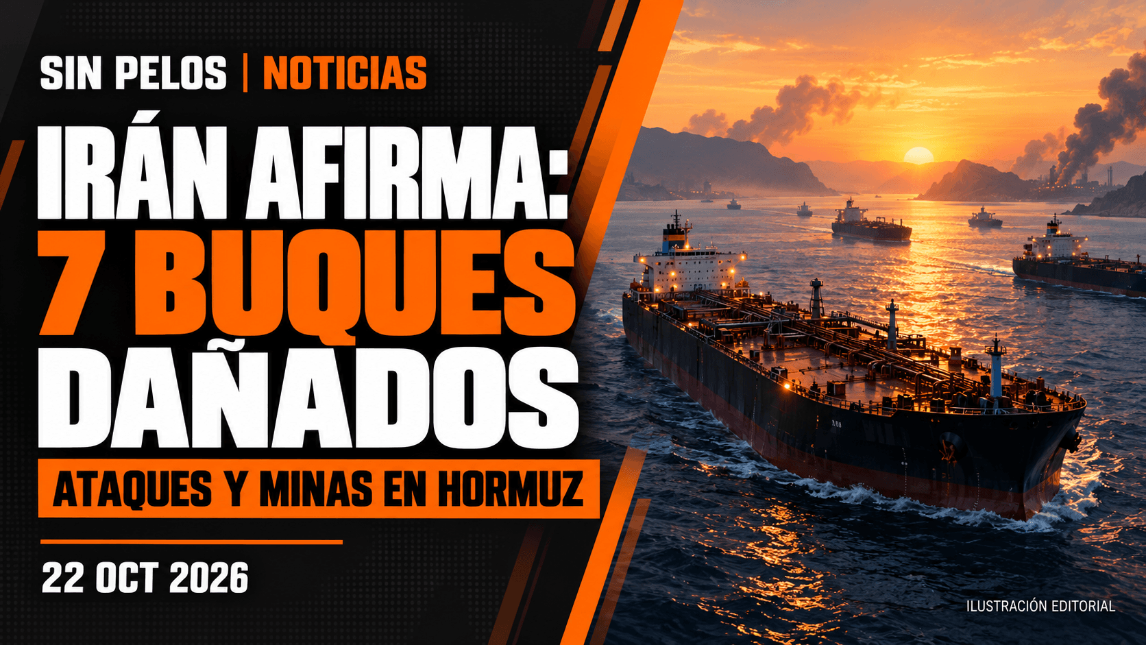 Irán afirma que siete buques fueron alcanzados o dañados por minas en Hormuz