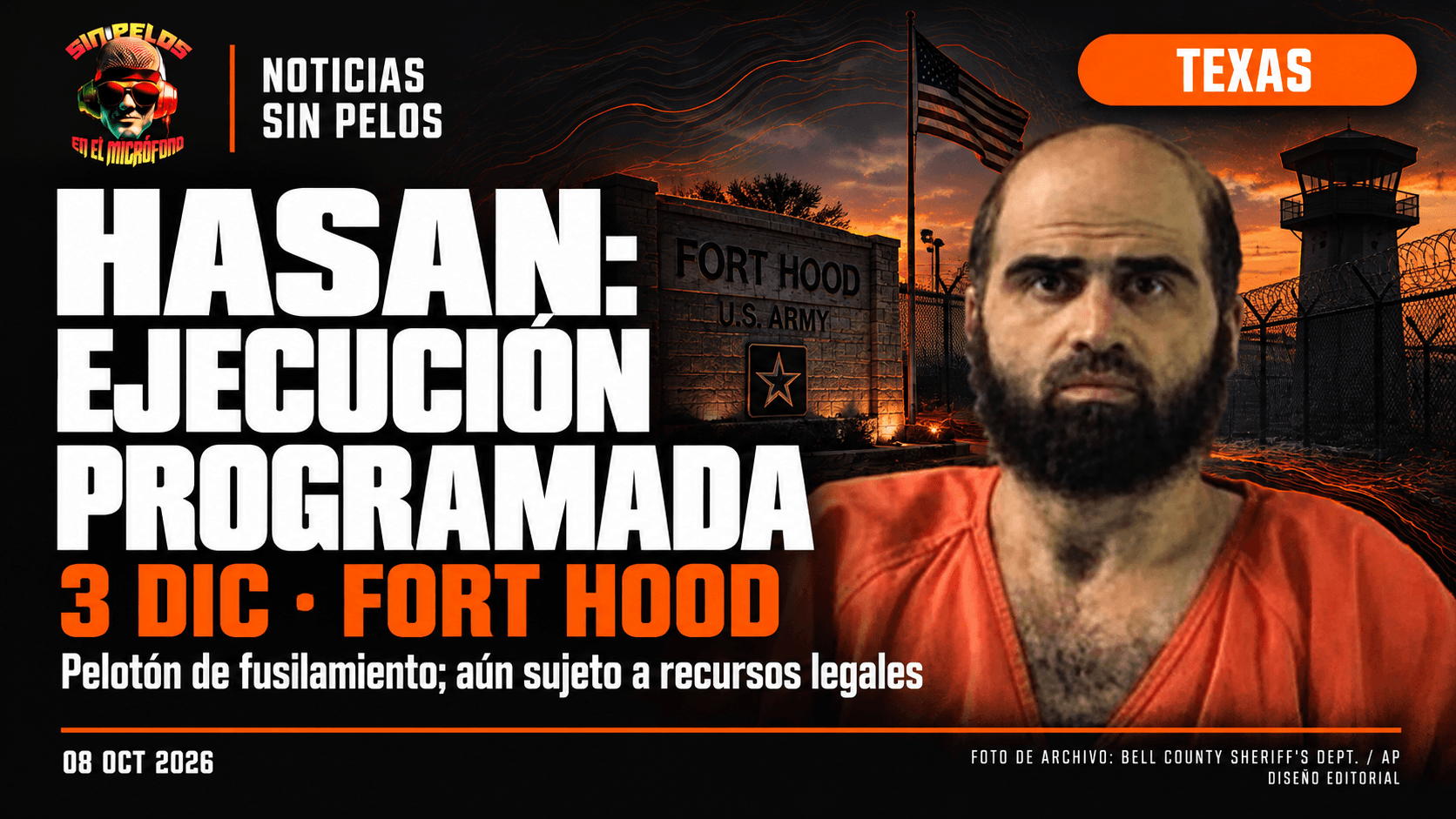 FUSILAMIENTO EN FORT HOOD: Ejército programa la ejecución de Nidal Hasan para el 3 de diciembre