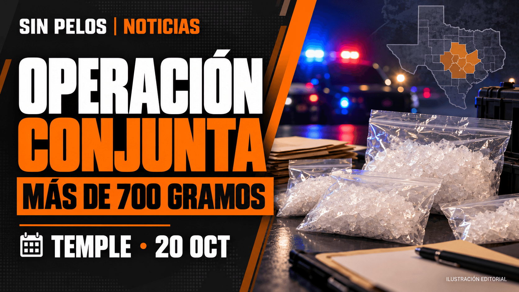 Policía de Temple reporta dos arrestos y más de 700 gramos de metanfetamina incautados