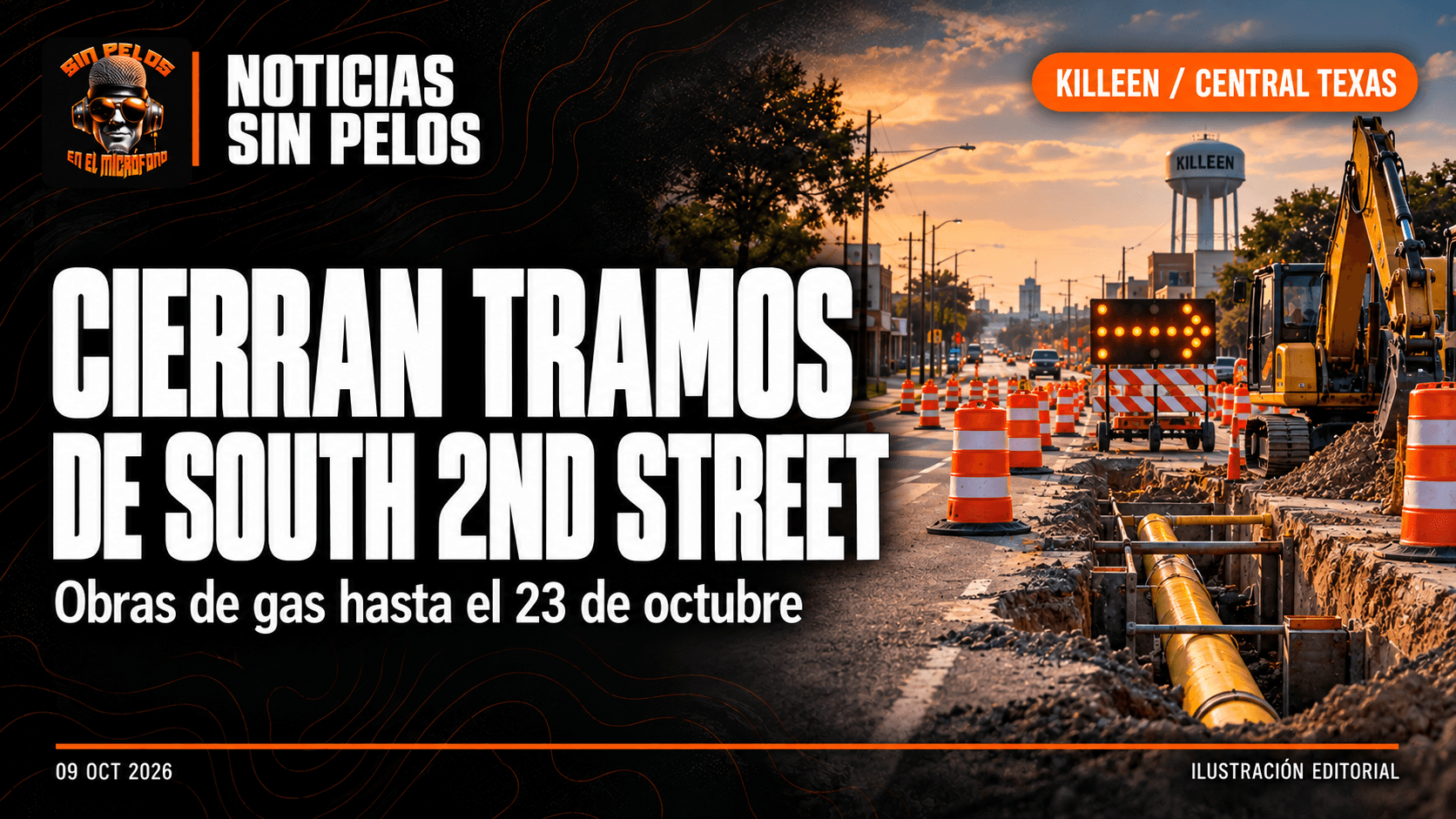KILLEEN: OBRAS CERRARÁN TRAMOS DE SOUTH 2ND STREET HASTA EL 23 DE OCTUBRE