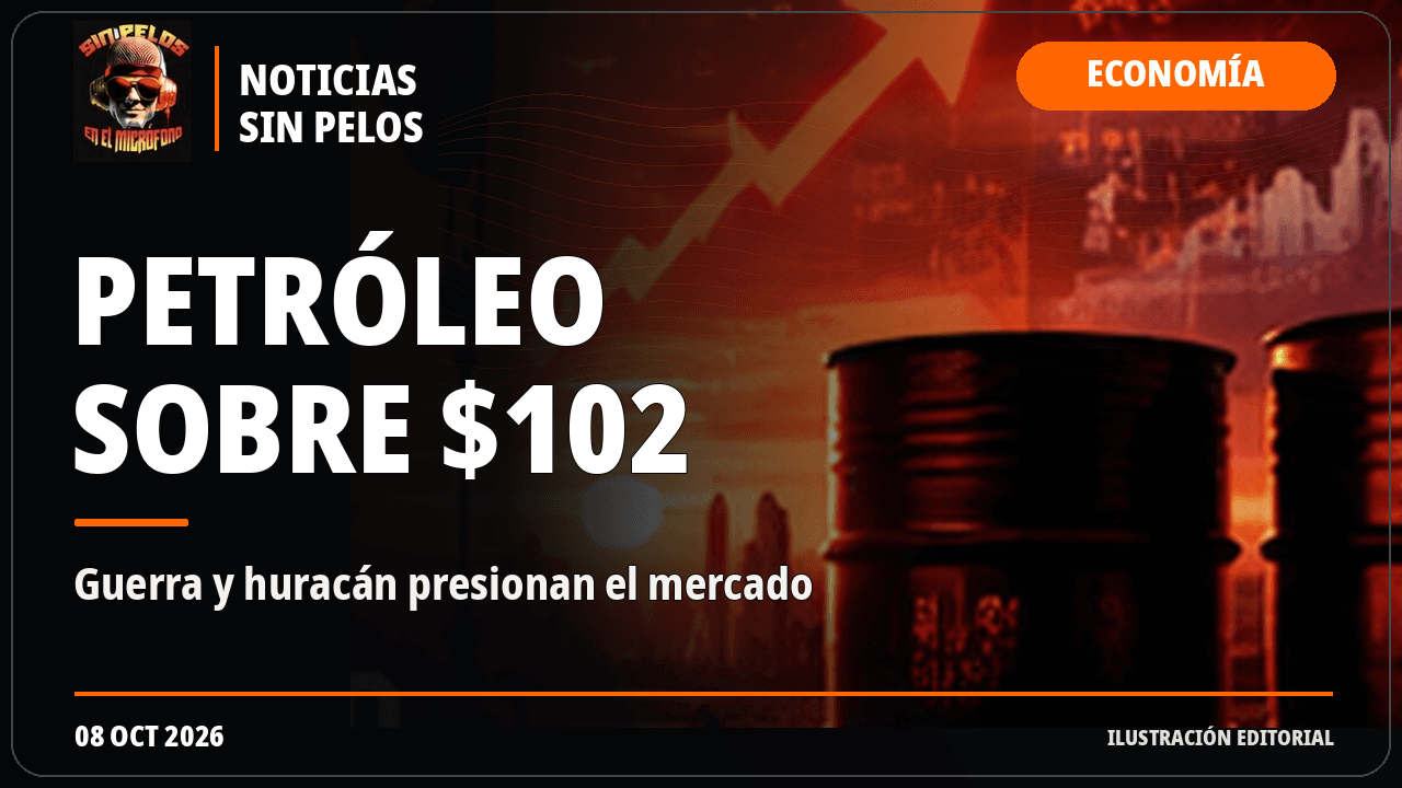 Petróleo Brent alcanza $102.28 por barril entre ataques a buques y amenaza de huracán