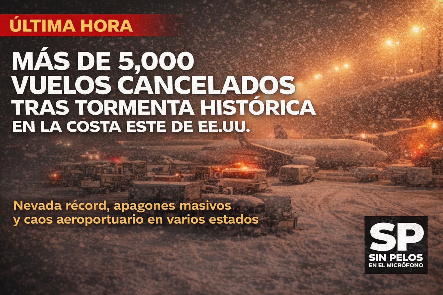 Más de 5,700 vuelos cancelados por tormenta histórica en la costa este de EE.UU.