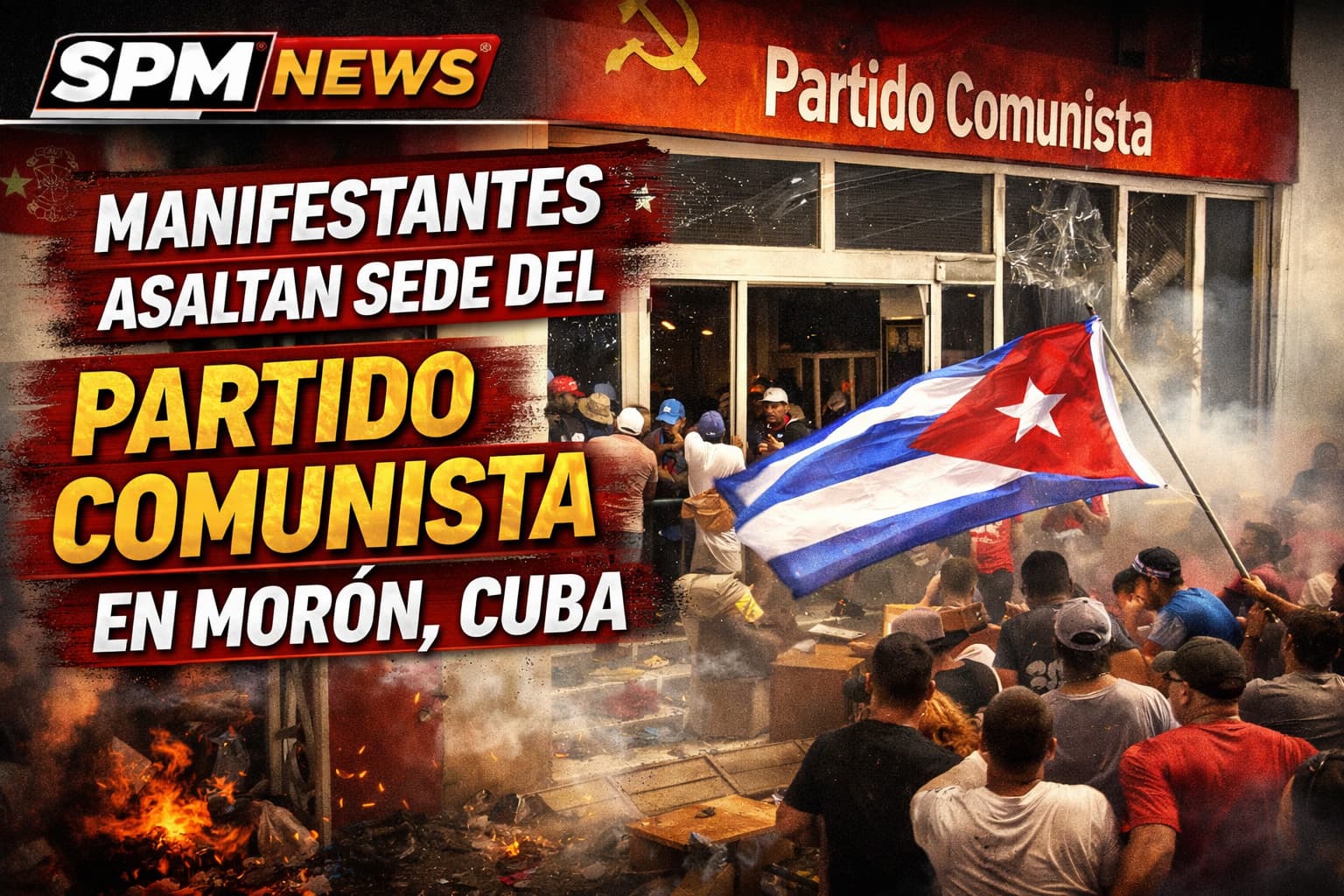 Manifestantes asaltan sede del Partido Comunista en Morón, Cuba