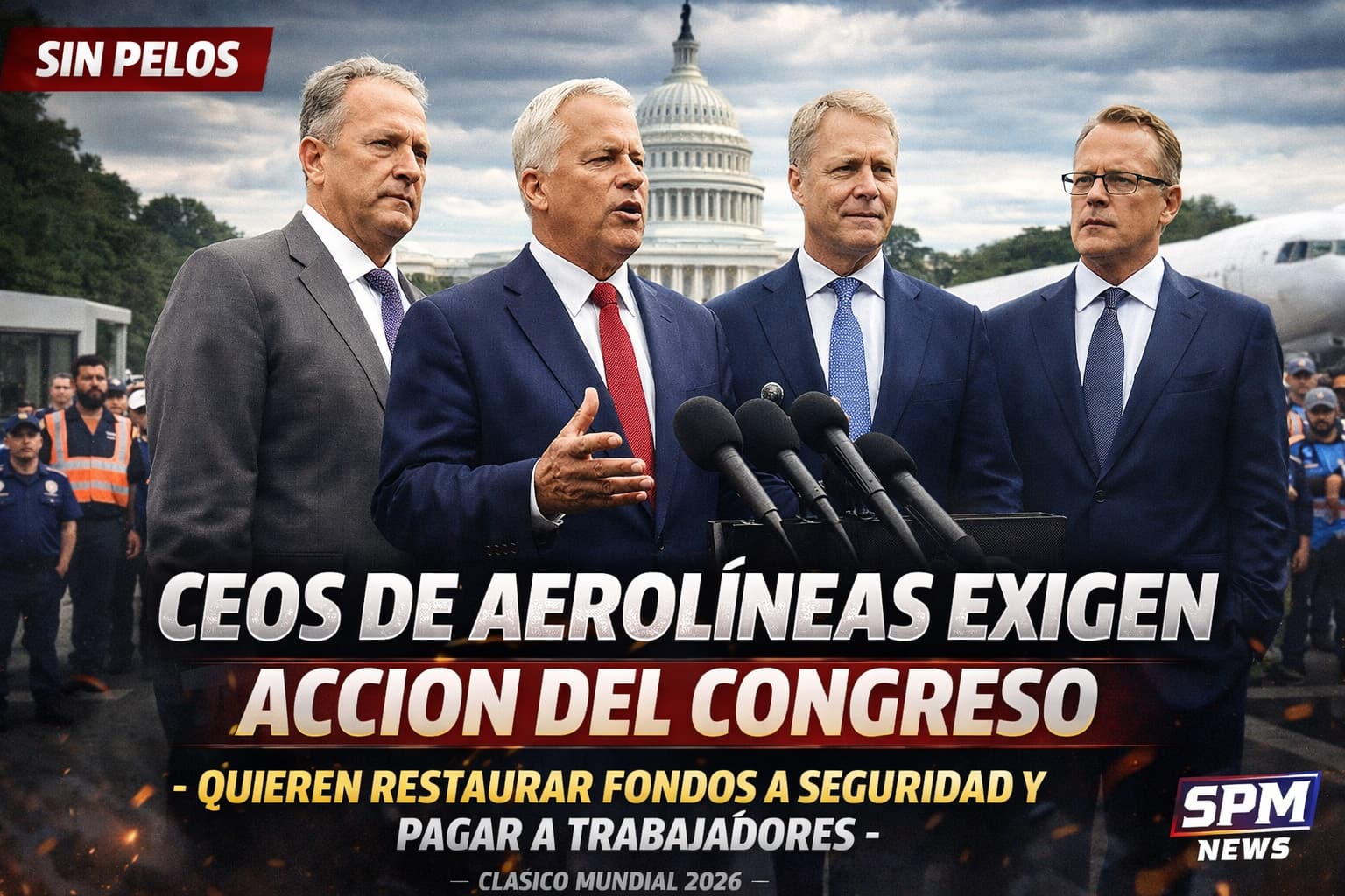 CEO de aerolíneas presionan al Congreso: exigen restaurar fondos de seguridad y pagar a trabajadores de aeropuertos